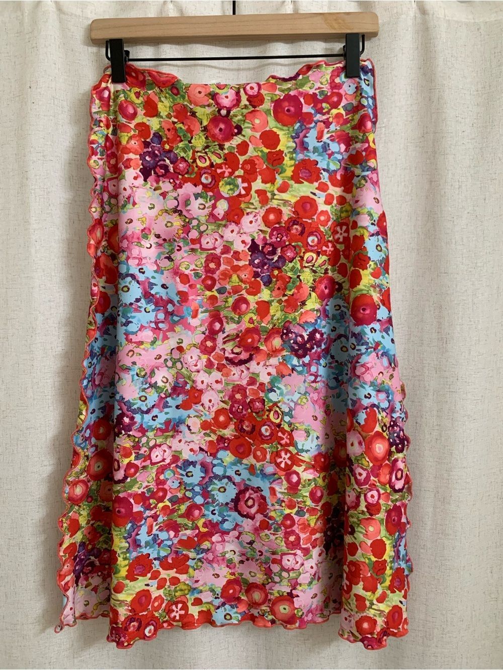 Haystacks Michigan Reversible Bias Long Floral A-Line Midi Skirt in Pink Multi - Picture 4 of 6